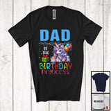 MacnyStore - Dad Of The Birthday Princess, Joyful Birthday Party Celebration Unicorn Lover, Family Group T-Shirt