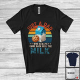 MacnyStore - Dad Who Always Came Back With The Milk, Proud Father's Day Vintage Retro, Milk Cookies Family T-Shirt