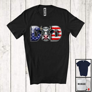 MacnyStore - Dad, Wonderful 4th Of July Father's Day American Flag Cow, Farm Animal Farmer Patriotic T-Shirt