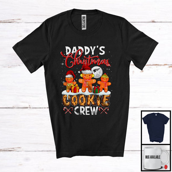 MacnyStore - Daddy's Christmas Cookie Crew; Humorous X-mas Three Santa Gingerbreads; Moon Family Group T-Shirt