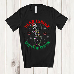 MacnyStore - Dead Inside But Christmas; Wonderful Christmas Lights Santa Skeleton; Family Group T-Shirt