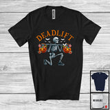 MacnyStore - Deadlift; Humorous Halloween Costume Skeleton Candy Buckets; Gym Workout Group T-Shirt