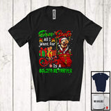 MacnyStore - Dear Santa All I Want For Christmas Is A Golden Retriever; Joyful X-mas Lights Snowing T-Shirt