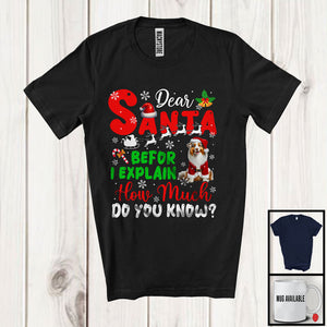 MacnyStore - Dear Santa Before I Explain; Wonderful Christmas Australian Shepherd Santa Naughty; Snowing T-Shirt