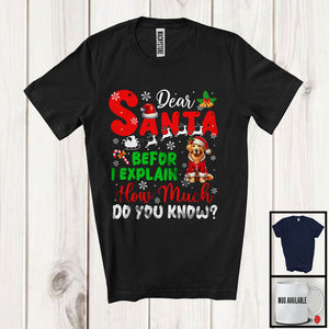 MacnyStore - Dear Santa Before I Explain; Wonderful Christmas Golden Retriever Santa Naughty; Snowing T-Shirt