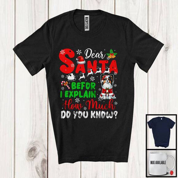 MacnyStore - Dear Santa Before I Explain; Wonderful Christmas Papillon Santa Naughty; Snowing Family T-Shirt