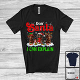 MacnyStore - Dear Santa I Can Explain; Amazing Christmas Three Dachshunds Owner; X-mas Snowing T-Shirt