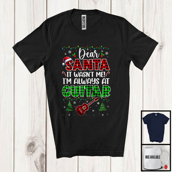 MacnyStore - Dear Santa It Wasn't Me Always At Guitar; Fantastic Christmas Plaid; Musical Instruments Player T-Shirt