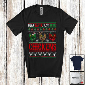 MacnyStore - Dear Santa Just Bring Chickens; Amazing Christmas Sweater Three Plaid Chicken; Farmer T-Shirt