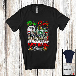 MacnyStore - Dear Santa Just Bring Cows; Humorous Christmas Santa Animal Lover; X-mas Lights Snowing T-Shirt