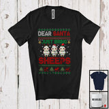 MacnyStore - Dear Santa Just Bring Sheeps; Humorous Christmas Sweater Three Santa ELF Sheep; Farmer T-Shirt