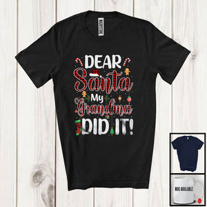 MacnyStore - Dear Santa My Grandma Did It; Awesome Christmas Plaid Santa Pajama; X-mas Family Group T-Shirt