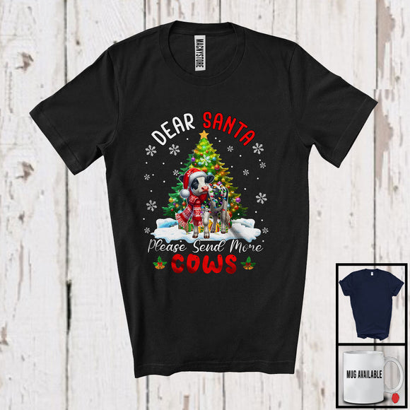 MacnyStore - Dear Santa Please Send More Cows; Fantastic Christmas Tree Santa Cow; Farm Animal Farmer T-Shirt