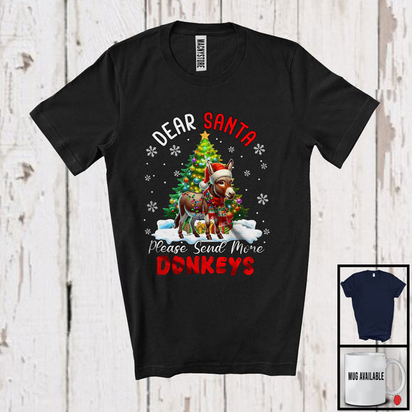 MacnyStore - Dear Santa Please Send More Donkeys; Fantastic Christmas Tree Santa Donkey; Farm Animal Farmer T-Shirt