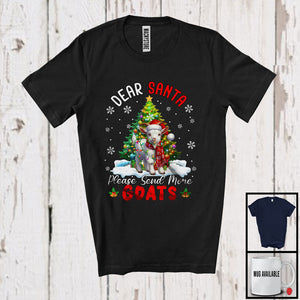 MacnyStore - Dear Santa Please Send More Goats; Fantastic Christmas Tree Santa Goat; Farm Animal Farmer T-Shirt