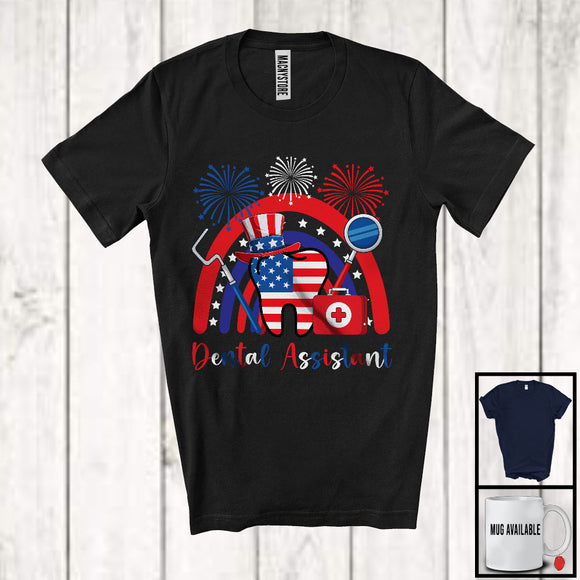 MacnyStore - Dental Assistant, Amazing 4th Of July American Flag Hat Rainbow Lover, Careers Patriotic Group T-Shirt