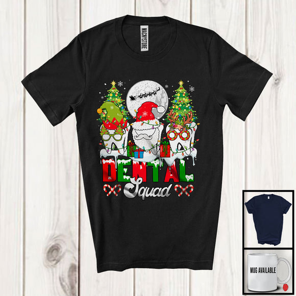 MacnyStore - Dental Squad, Adorable Christmas Dental Three Teeth Santa Elf Reindeer, Tooth Dentist Group T-Shirt