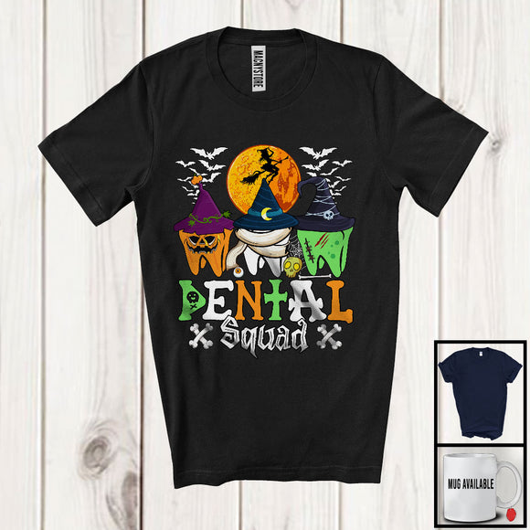 MacnyStore - Dental Squad, Scary Halloween Dental Three Teeth Witch Zombie Pumpkin, Tooth Dentist Group T-Shirt