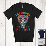 MacnyStore - Dia De Los Muertos; Adorable Flowers Sugar Skull Elephant Animal Lover; Mexican Family Group T-Shirt