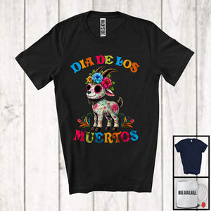 MacnyStore - Dia De Los Muertos; Adorable Flowers Sugar Skull Goat Animal Lover; Mexican Family Group T-Shirt