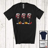 MacnyStore - Dia De Los Muertos; Sarcastic Three Glasses Of Wine Sugar Skull Mexican; Drunker Drinking T-Shirt