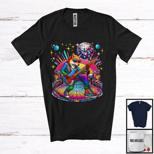 MacnyStore - Disco Fox Playing Guitar; Cheerful Guitarist Fox Music Lover; Matching Wild Animal T-Shirt