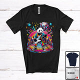 MacnyStore - Disco Panda Playing Guitar; Cheerful Guitarist Panda Music Lover; Matching Wild Animal T-Shirt