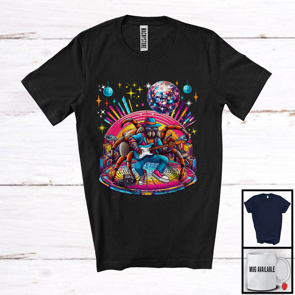 MacnyStore - Disco Tarantula Playing Guitar; Cheerful Guitarist Tarantula Music Lover; Matching Wild Animal T-Shirt