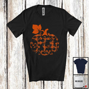 MacnyStore - Dog Pumpkin Shape Plaid; Lovely Thanksgiving Halloween Dog Owner; Animal Lover T-Shirt