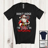 MacnyStore - Don't Judge I'm Santa In Training; Sarcastic Christmas Tennis Santa; Snowing X-mas Family T-Shirt