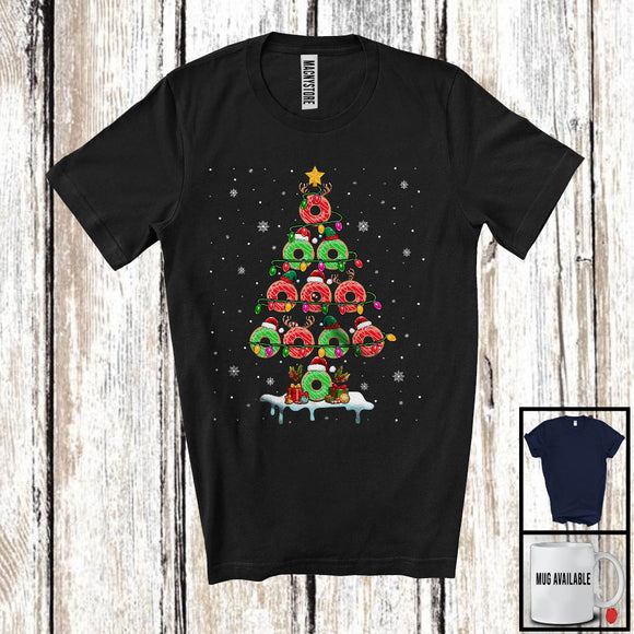 MacnyStore - Donut Christmas Tree; Cheerful X-mas Lights Santa Elf Donut; Fruit Vegan Snowing T-Shirt