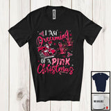 MacnyStore - Dreaming of A Pink Christmas, Cheerful Christmas Flamingo Sleigh Santa, X-mas Family Group T-Shirt