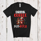 MacnyStore - Drink Coffee For Four; Adorable Christmas Santa Coffee Pregnancy Announcement; X-mas Family T-Shirt