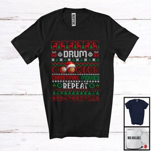 MacnyStore - Drum Cookies Christmas Movies Repeat, Amazing X-mas Sweater Santa, Musical Instruments T-Shirt