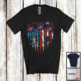 MacnyStore - Drum Heart Shape American Flag, Awesome 4th Of July Musical Instruments Player, Patriotic T-Shirt