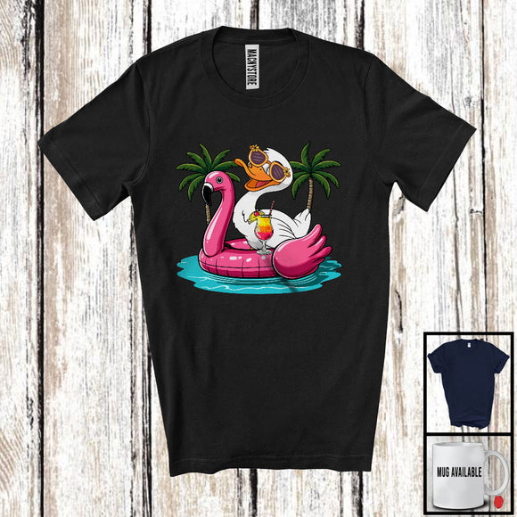 MacnyStore - Duck On On Flamingo Float; Joyful Summer Vacation Hawaii; Pool Beach Family Group T-Shirt