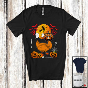 MacnyStore - Duck Pumpkin Face Cosplay, Scary Halloween Costume Duck Farmer Lover, Family Group T-Shirt