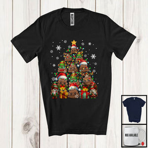 MacnyStore - ELF Reindeer Santa Poops Christmas Tree; Amazing X-mas Tree Lights Snowing; Family Group T-Shirt