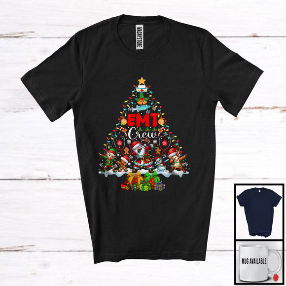 MacnyStore - EMT Crew; Fantastic Christmas Tree Lights Dabbing Santa Reindeer Elf Dabbing; Nurse Group T-Shirt