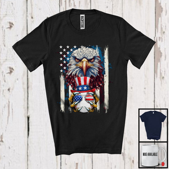 MacnyStore - Eagle Holding Baseball, Amazing 4th Of July American Flag Eagle, Sport Player Patriotic Team T-Shirt