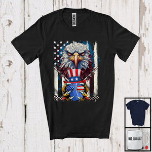 MacnyStore - Eagle Holding Ice Hockey, Amazing 4th Of July American Flag Eagle, Sport Player Patriotic Team T-Shirt