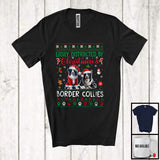 MacnyStore - Easily Distracted By Christmas And Border Collies; Lovely Two Santa Border Collies Lover; Family T-Shirt