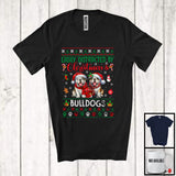 MacnyStore - Easily Distracted By Christmas And Bulldogs; Lovely Two Santa Bulldogs Lover; Family T-Shirt