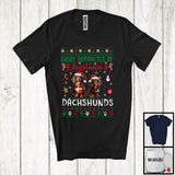 MacnyStore - Easily Distracted By Christmas And Dachshunds; Lovely Two Santa Dachshunds Lover; Family T-Shirt