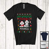 MacnyStore - Easily Distracted By Christmas And Poodles; Lovely Two Santa Poodles Lover; Family T-Shirt