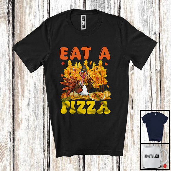 MacnyStore - Eat A Pizza; Humorous Thanksgiving Fall Autumn Leaves Tree Save Turkey; Foodie Team T-Shirt