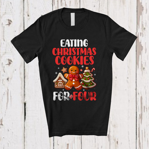 MacnyStore - Eating Christmas Cookies For Four; Adorable Christmas Santa Gingerbread Pregnancy Announcement T-Shirt