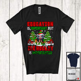 MacnyStore - Education Is Important Ice Hockey Is Importanter; Joyful Christmas Tree Snow; Sport Team Player T-Shirt