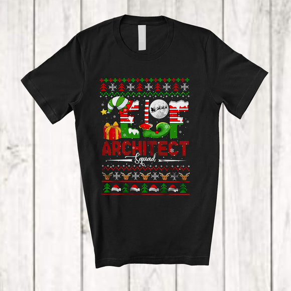 MacnyStore - Elf Architect Squad; Awesome Christmas Sweater Moon Elf Lover; Pajama Jobs Family Group T-Shirt