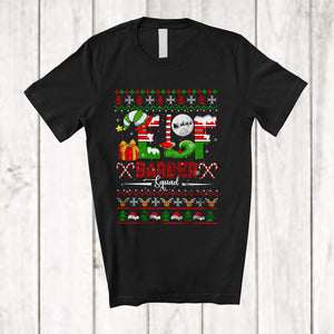 MacnyStore - Elf Barber Squad; Awesome Christmas Sweater Moon Elf Lover; Pajama Jobs Family Group T-Shirt